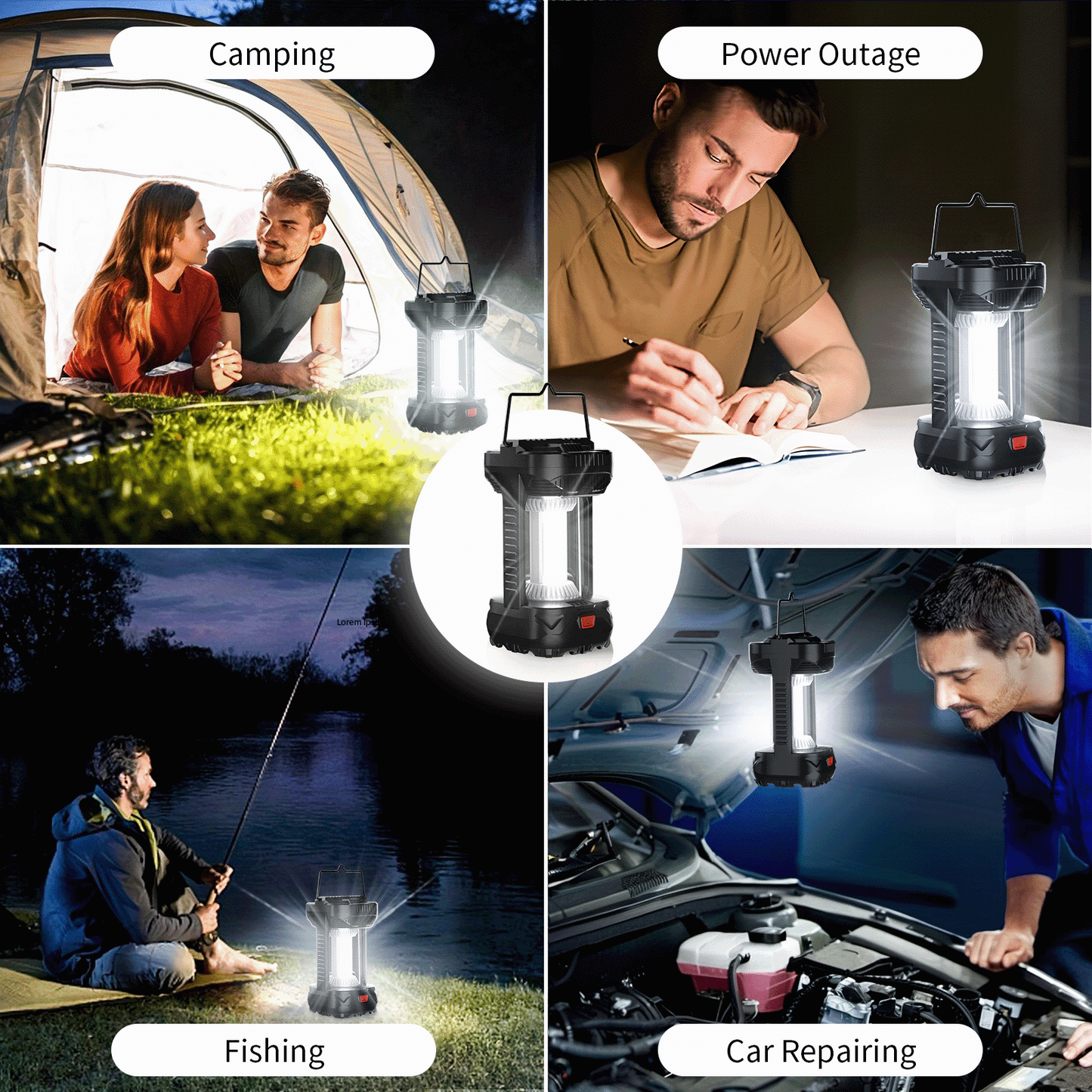 AlpsWolf V310 Camping Lantern, 800LM Camping Lights with 4 Light Modes, 4600mAh Camping Lantern Rechargeable and Phone Charger, IPX4 Waterproof and Sturdy LED Lantern for Camping/Hiking/Fishing/Adventure