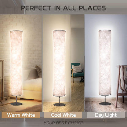 LED Standing Lamp with Remote Control, Adjustable Color Temperature and Brightness, Modern Floor Lamp with Fabric Shade for Bedroom, Living Room