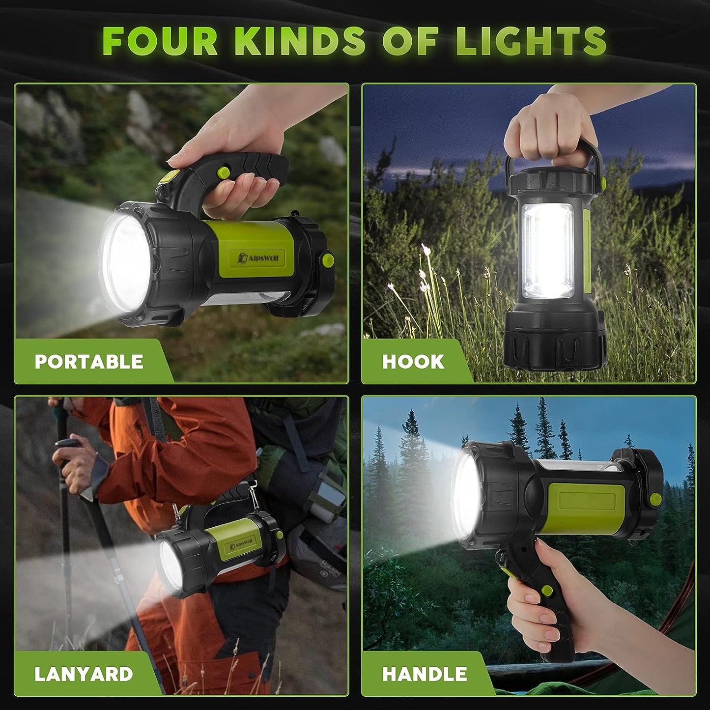 alpswolf rechargeable flashlight AlpsWolf Camping Lantern Rechargeable, 800LM, 3600 Capacity Battery Po