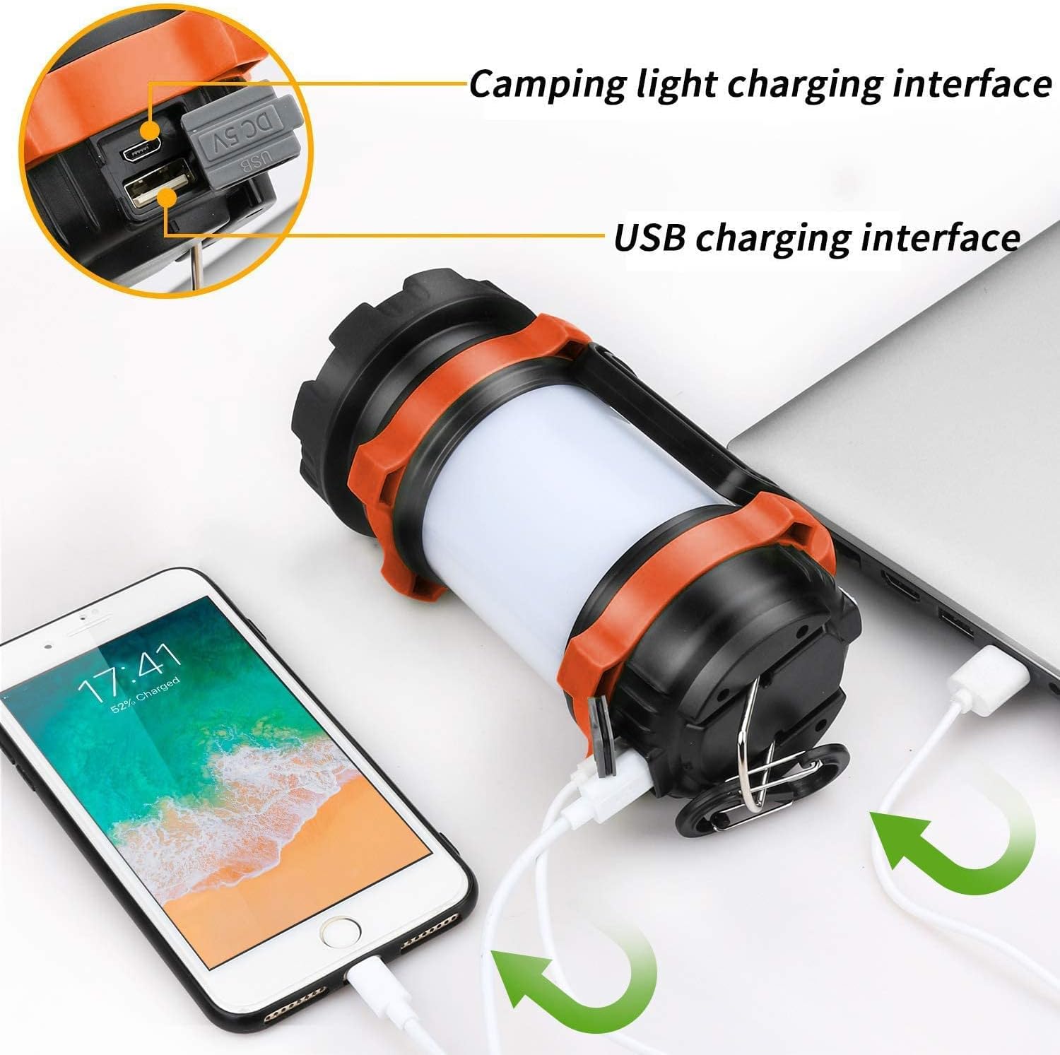 IODOO 10000mAh 4000Lm Flashlight Portable LED Camping Lantern Rechargeable Light 30W with Magnet, Power Bank , Ipx4 Waterproof Tent Light Power