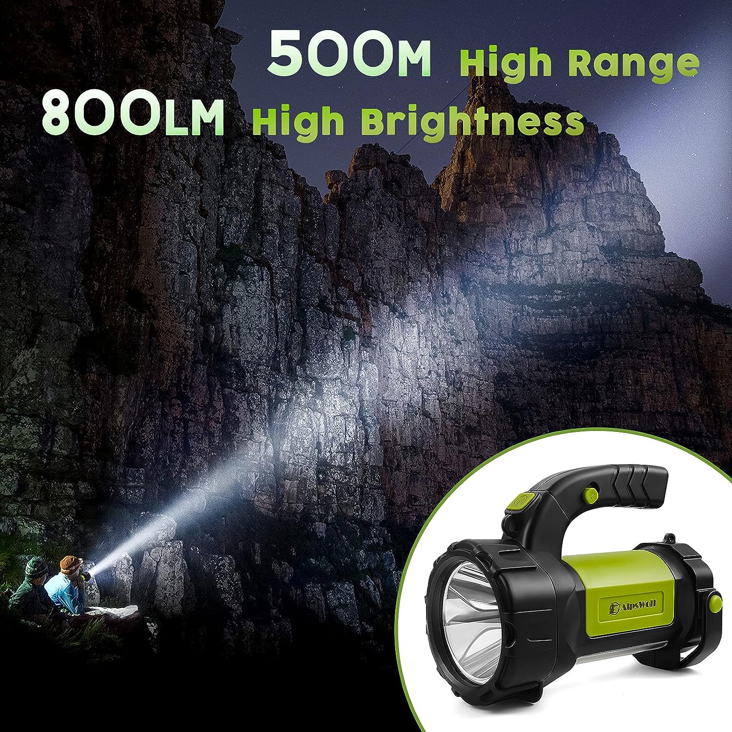 AlpsWolf Camping Lantern Rechargeable, 800LM, 3600 Capacity Battery Po